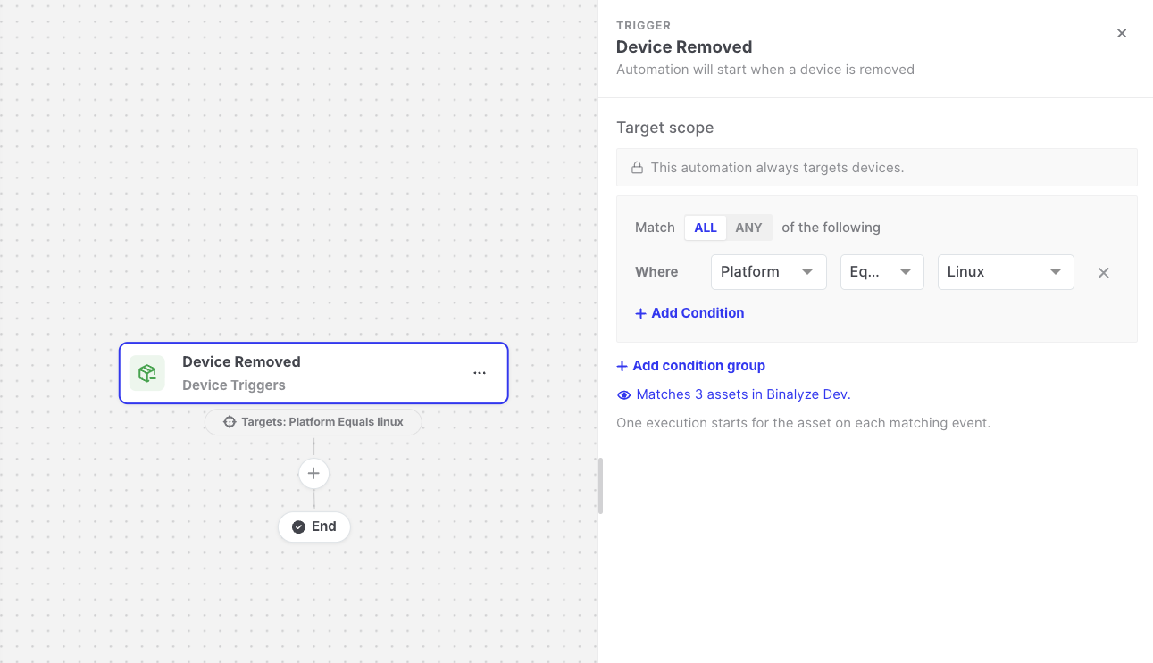Device Removed: Trigger settings